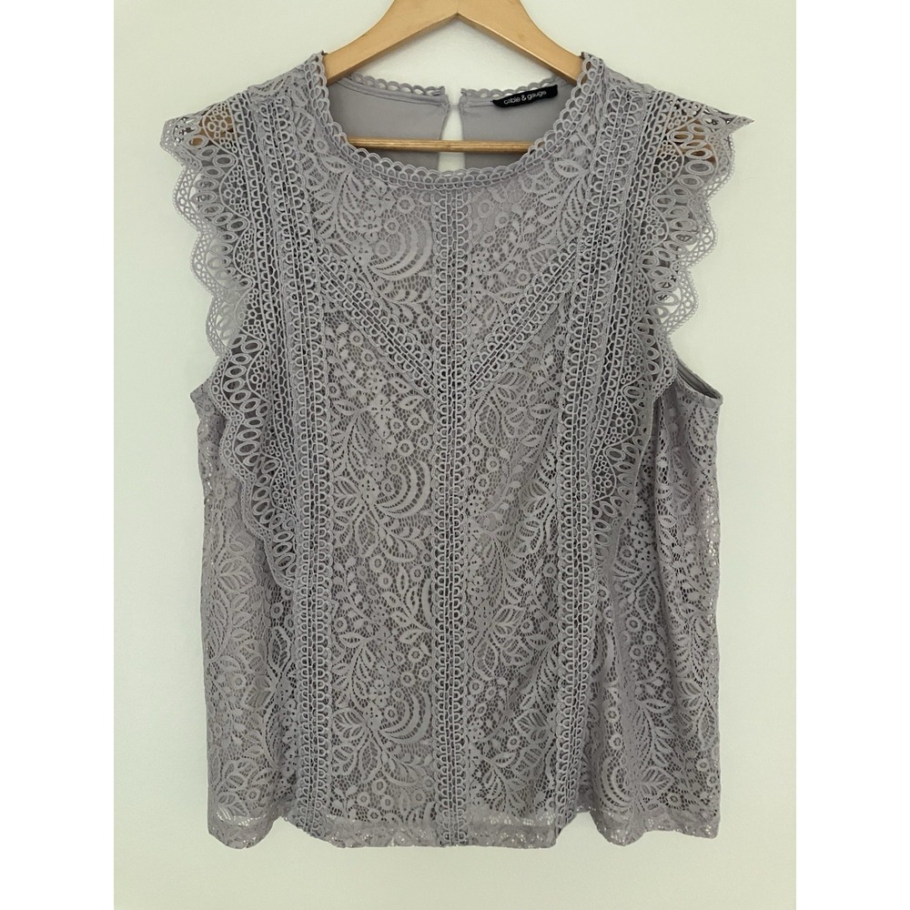 Cable & Gauge Overlay Lavender Lace Top Romantic Goth Read RE Size